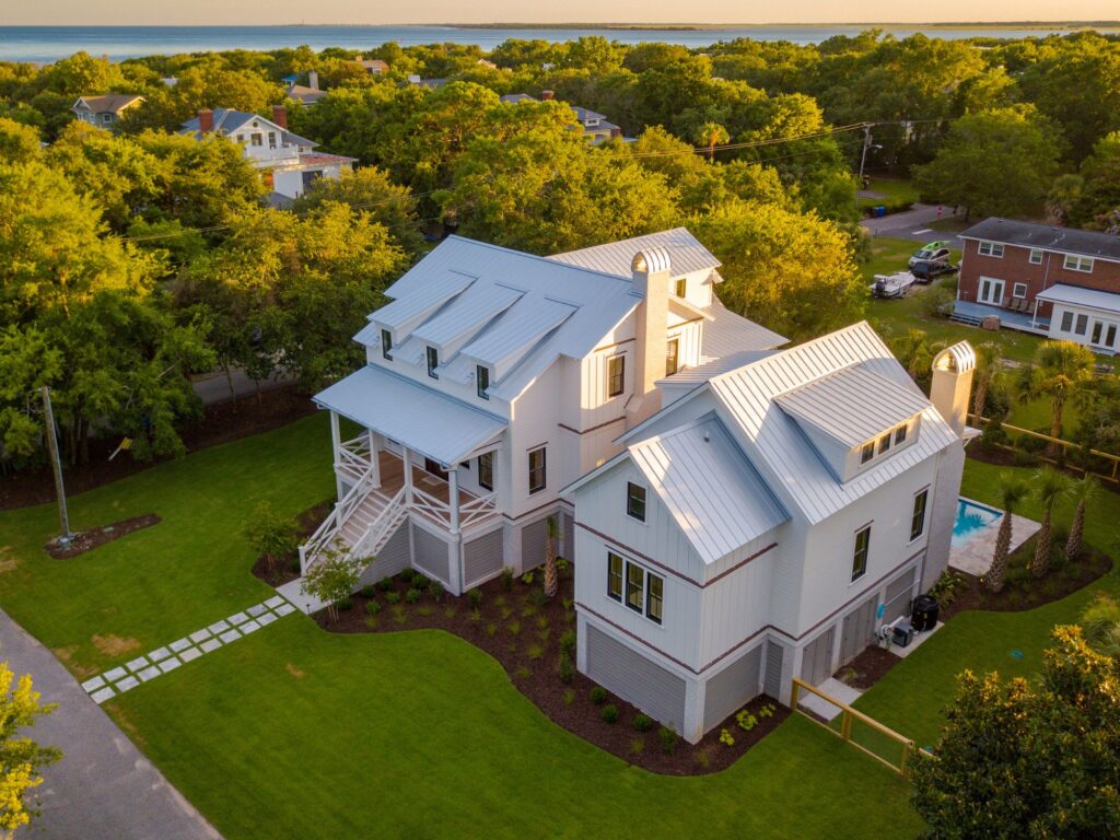 new home construction, white home near beach, charleston, SC