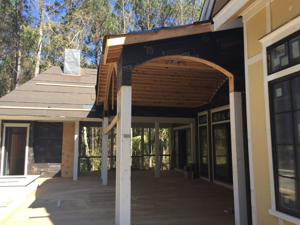 framed porch on home being built - structural engineer