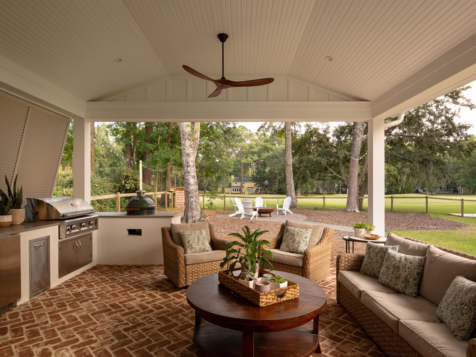 renovated pool house with outside furniture charleston sc