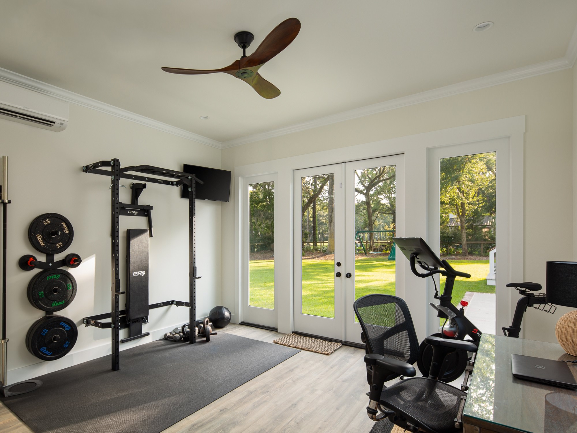 newly renovated pool house with a gym - architectural team setup