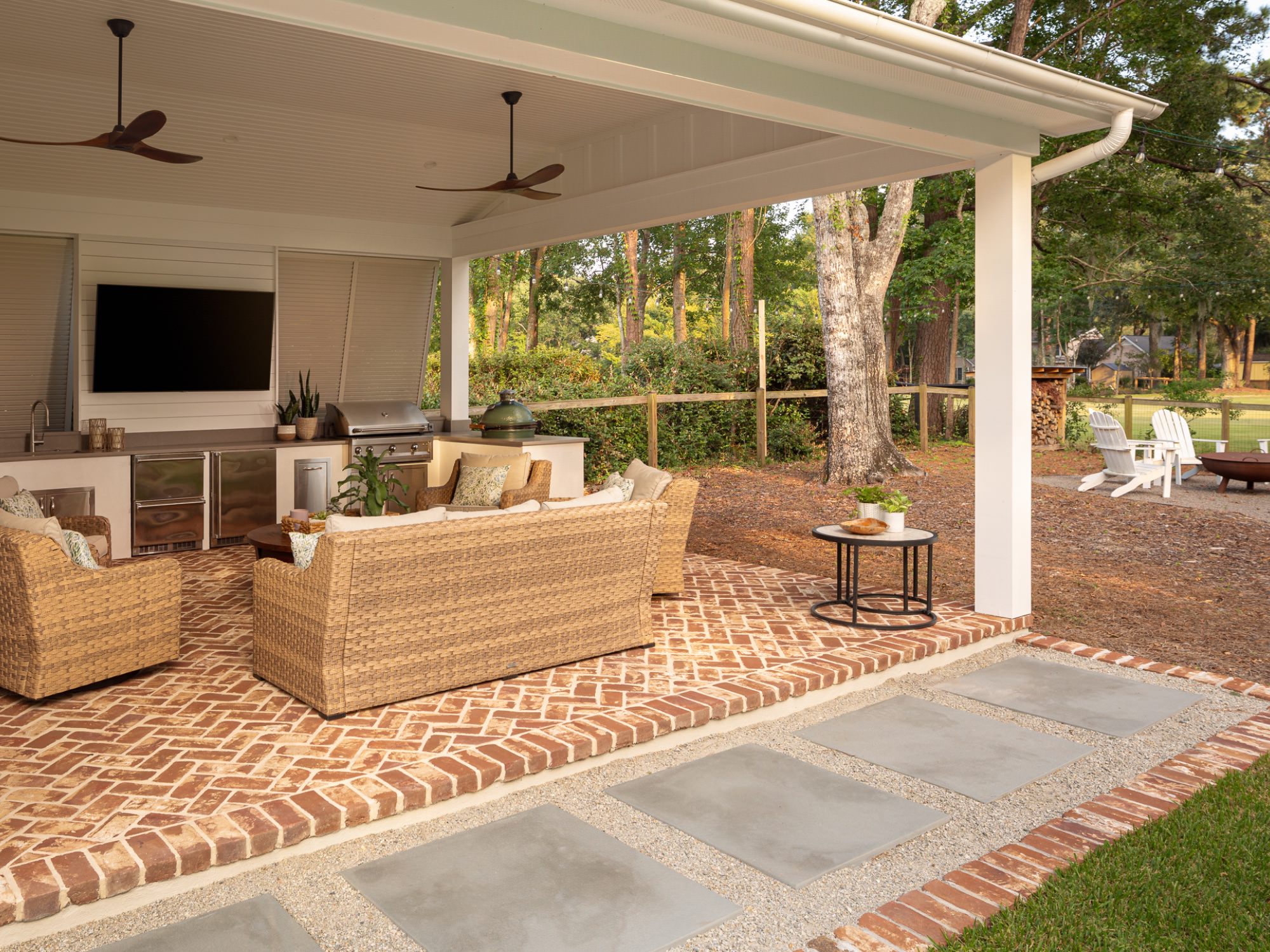 outside siting area and backyard - architectural team setup