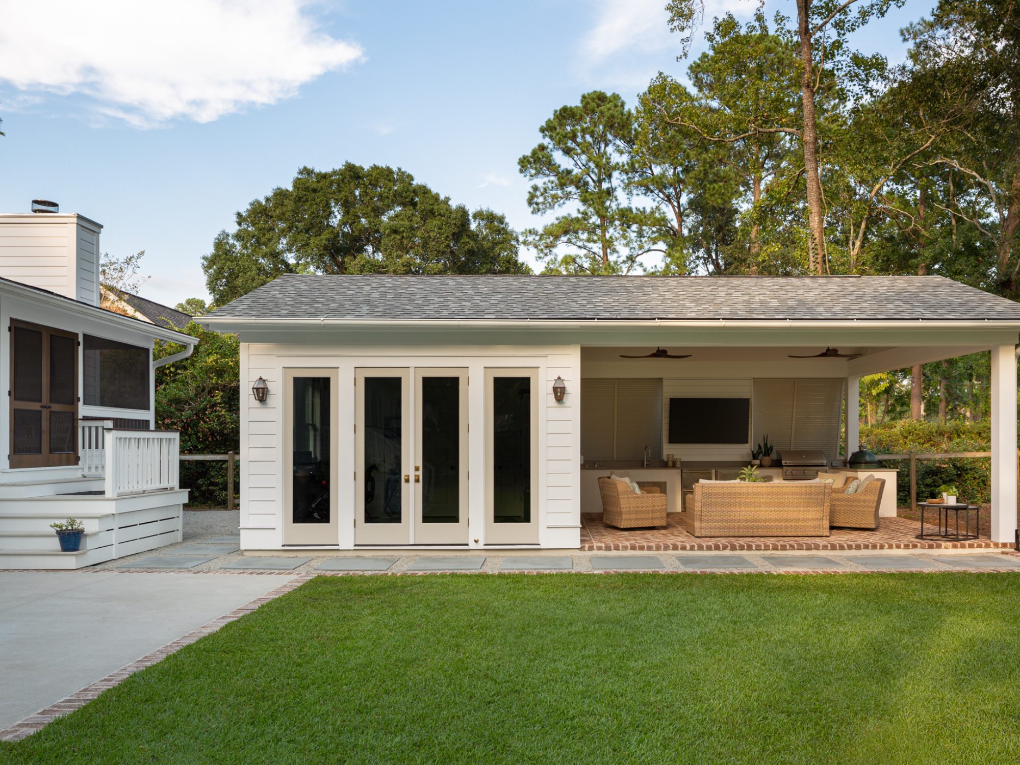 poolhouse with furniture charleston, SC - architectural team setup