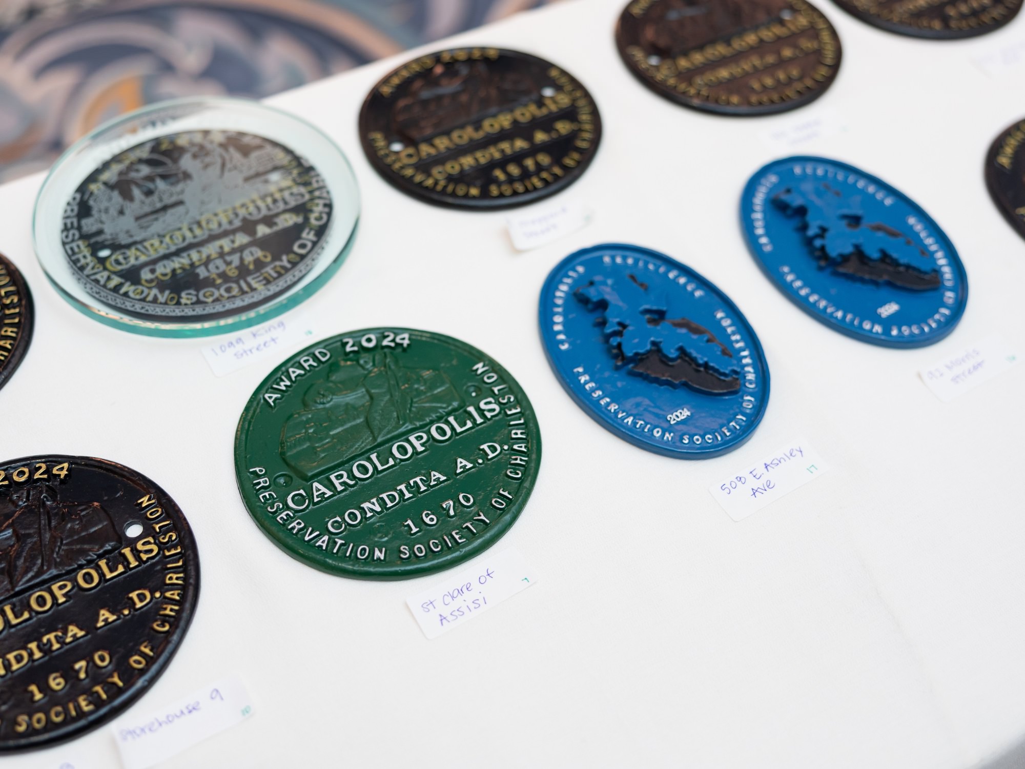 plagues for the Preservation Society of Charleston Carolopolis Awards