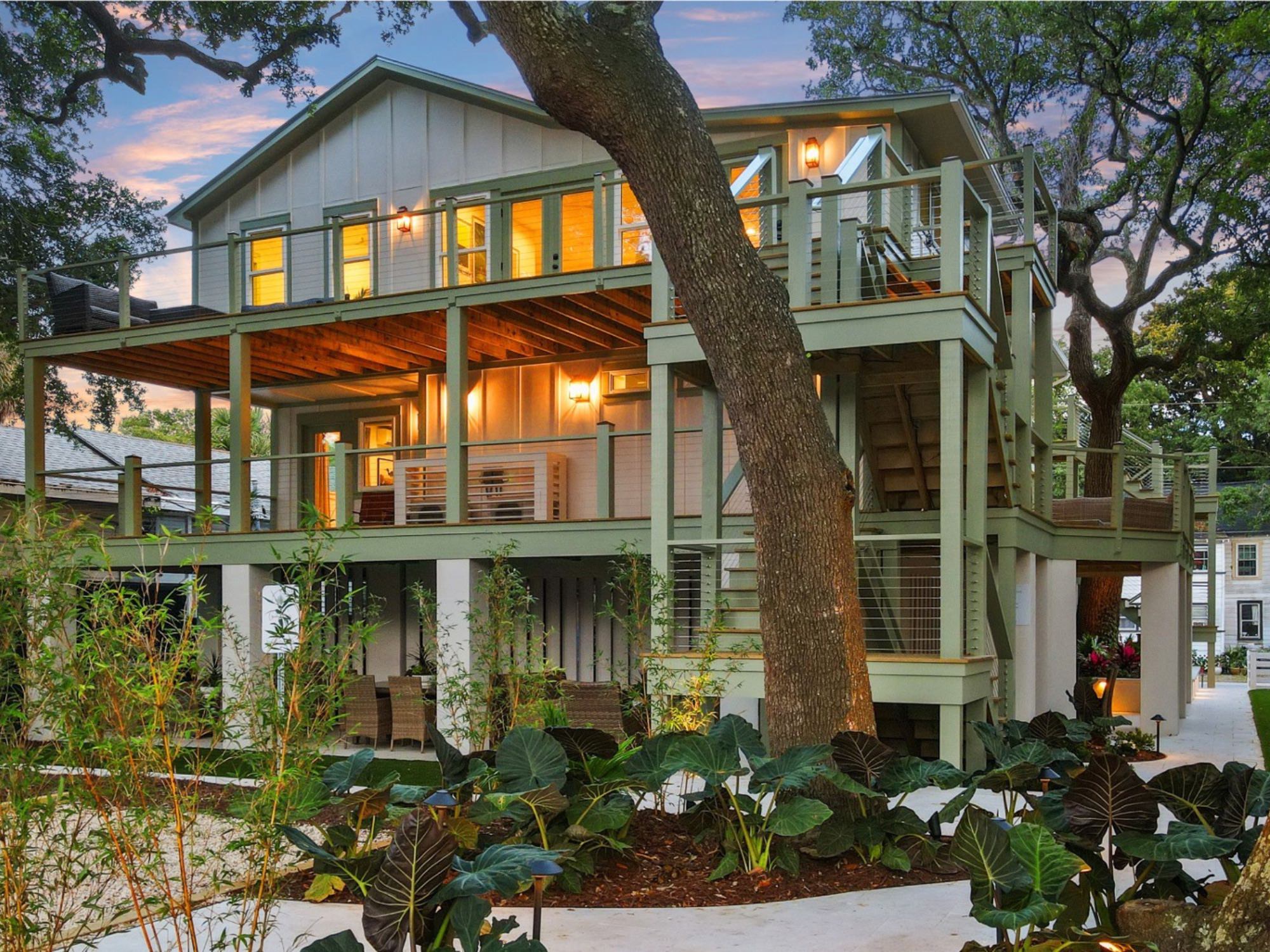 gorgeous outside of newly renovated home on folly beach - award winning architects