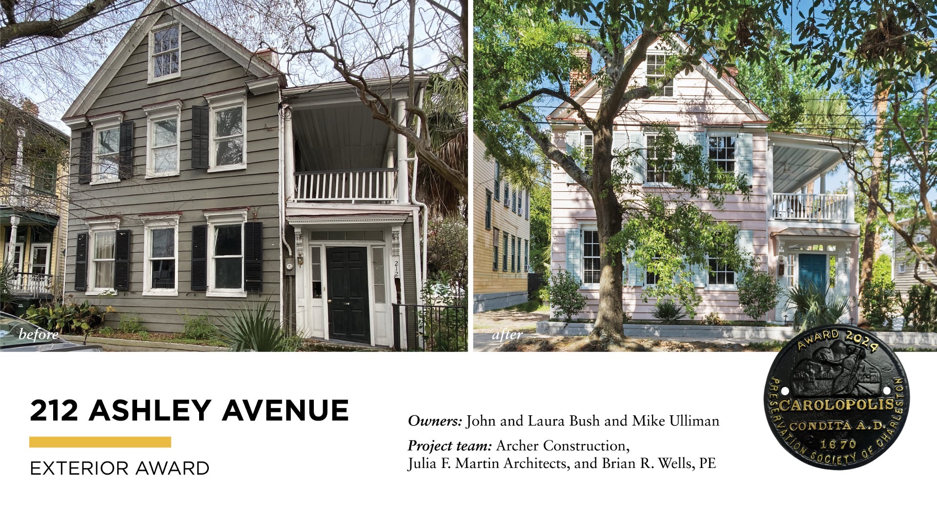 before and after of a home renovation in downtown charleston, SC