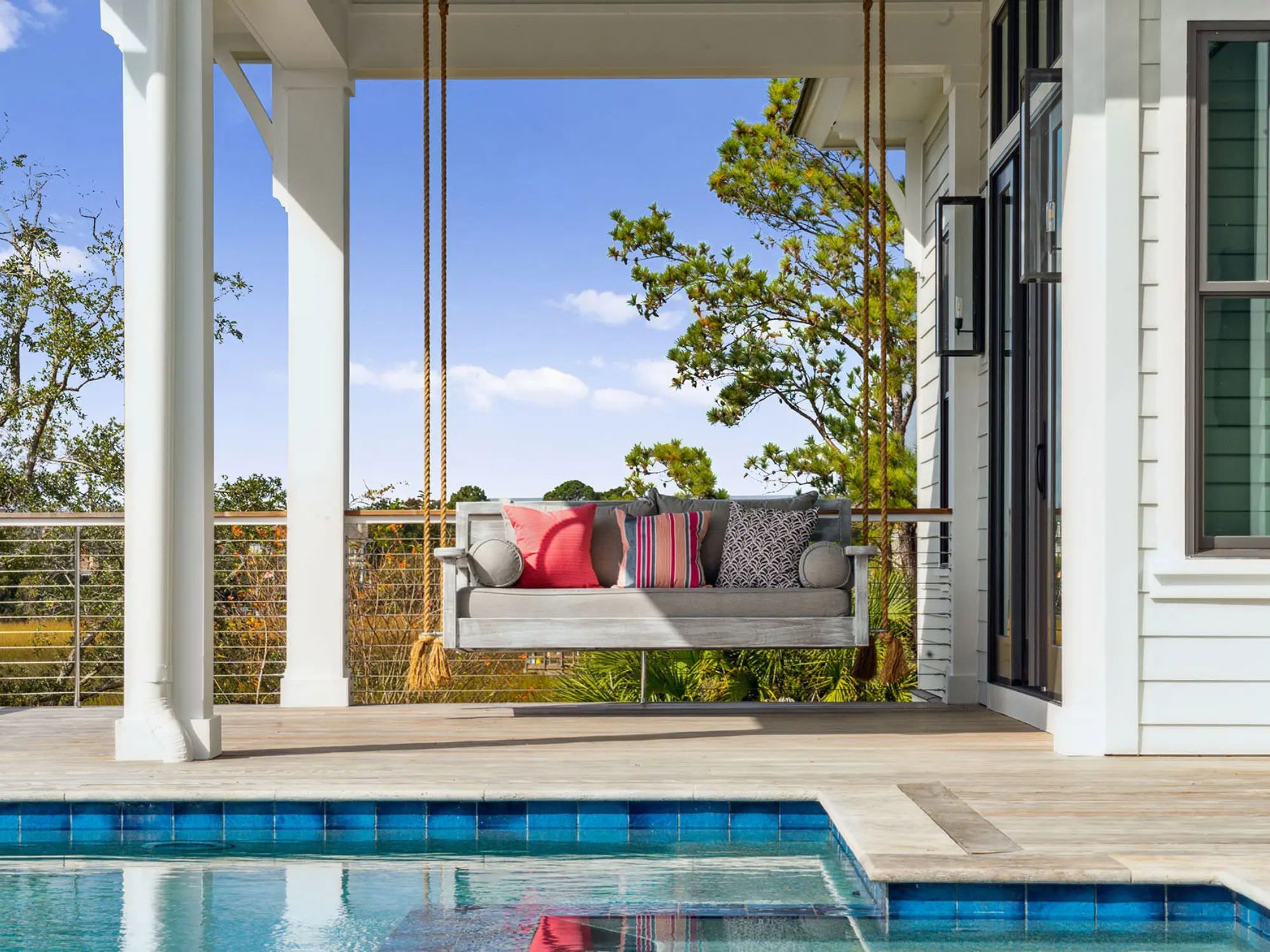 porch swing and pool - charleston architects