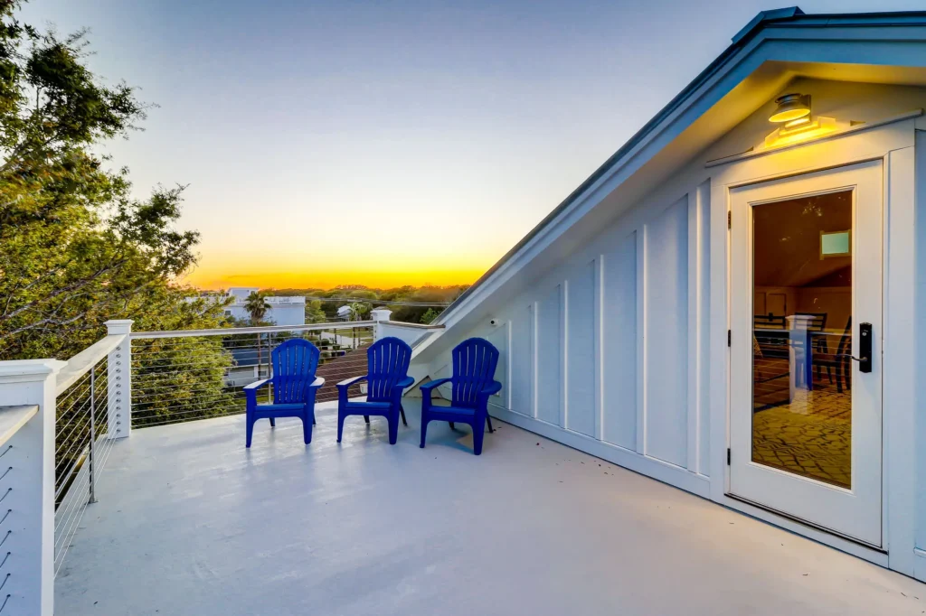 upstairs porch on home overlooking trees