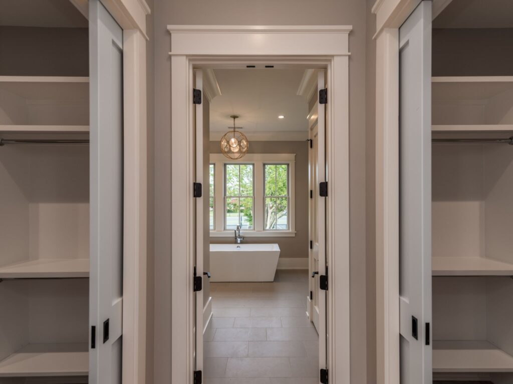 new closet looking into bathroom - whole home remodel, charleston, SC