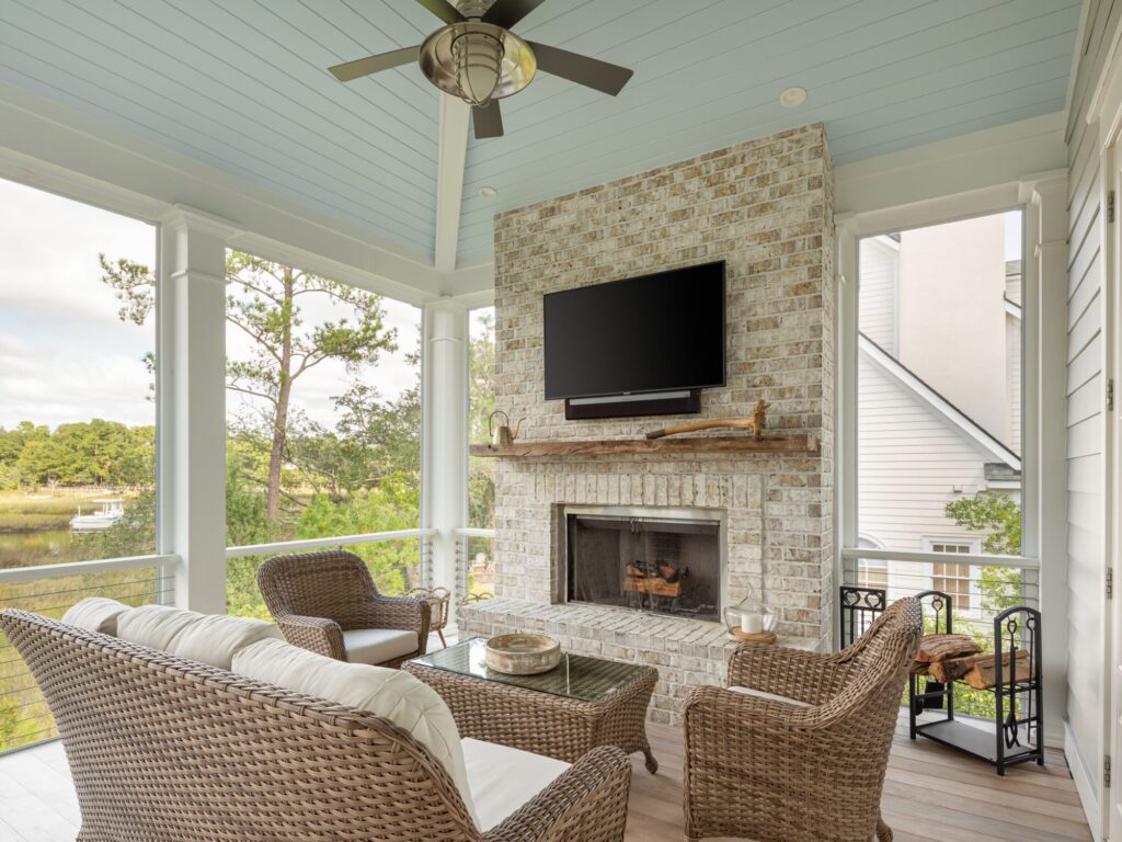 back porch overlooking the marsh with gorgeous porch furntiure and accessories - architect vs. interior designer, charleston, SC