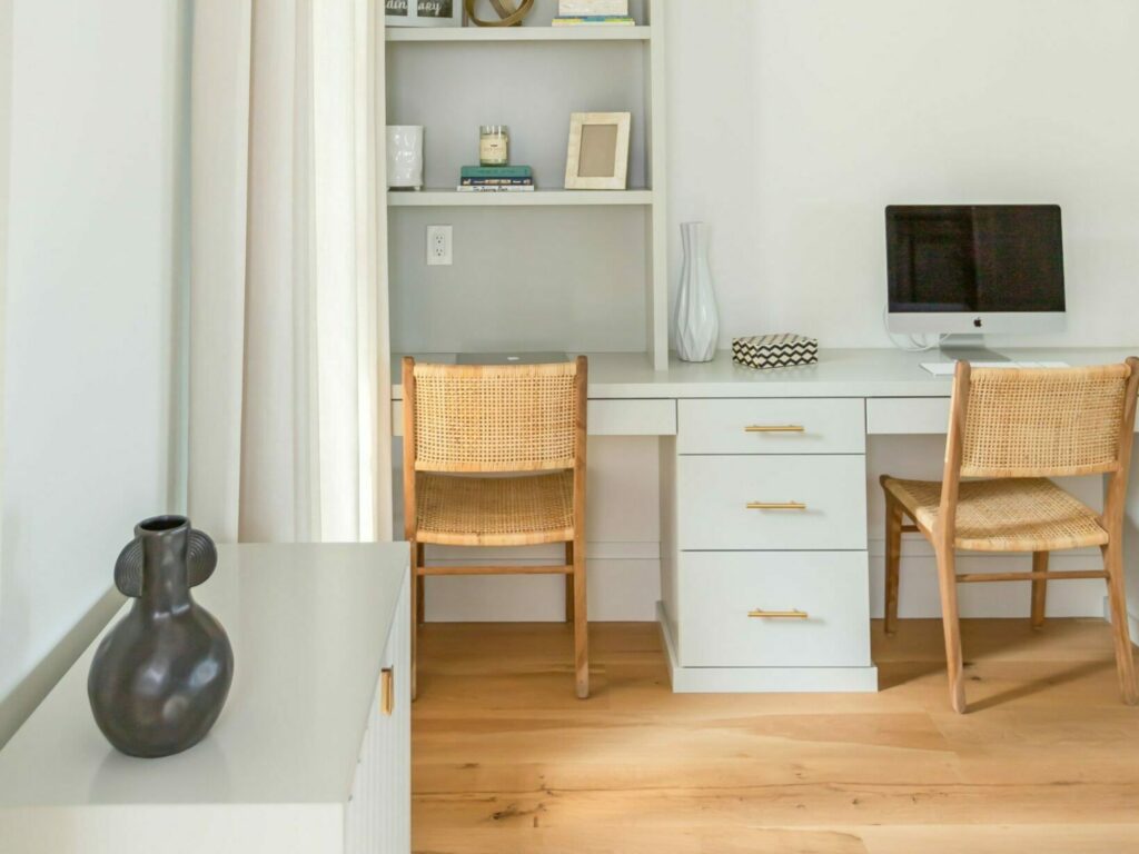 renovated office with built in and office chairs