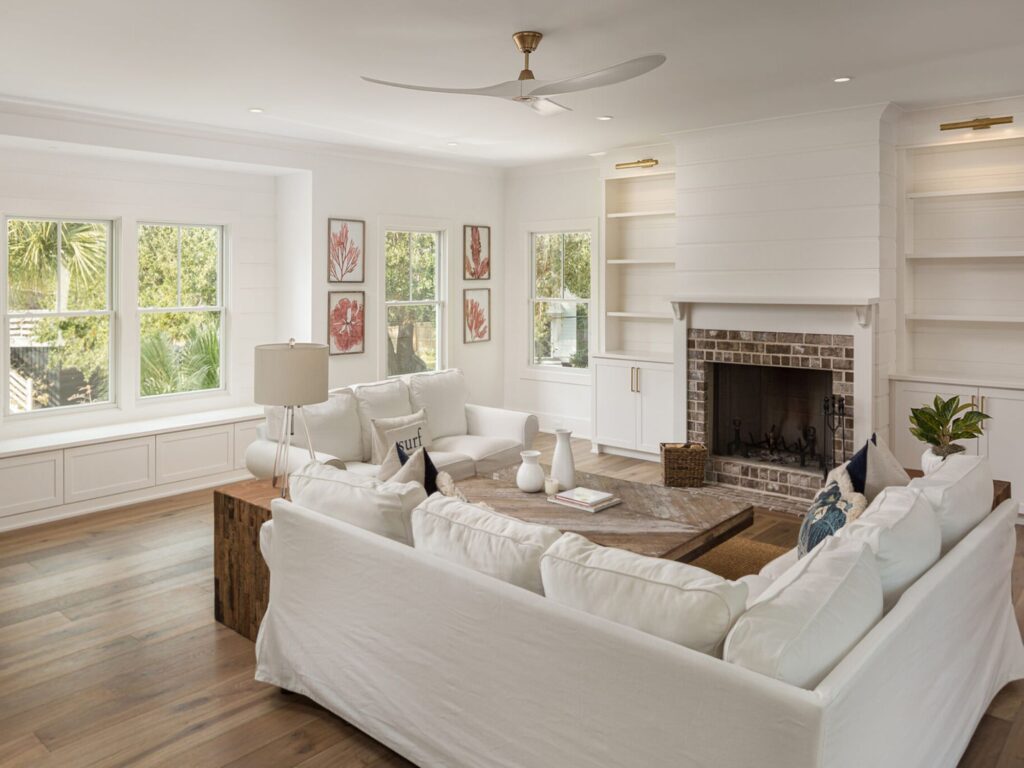 new living room with couch sectional - home renovation checklist, charleston, SC