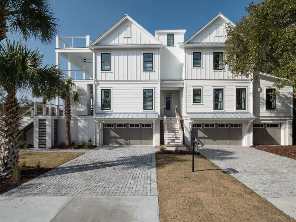 large white home with two driveways