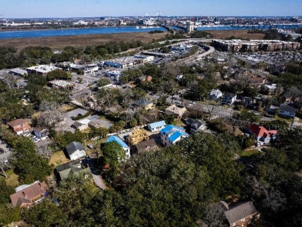 aerial view of charleston nieghborhood - infill housing